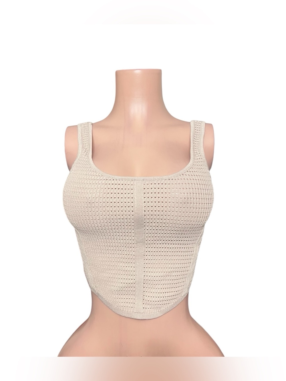 Seamless Knit Beige Crop Top